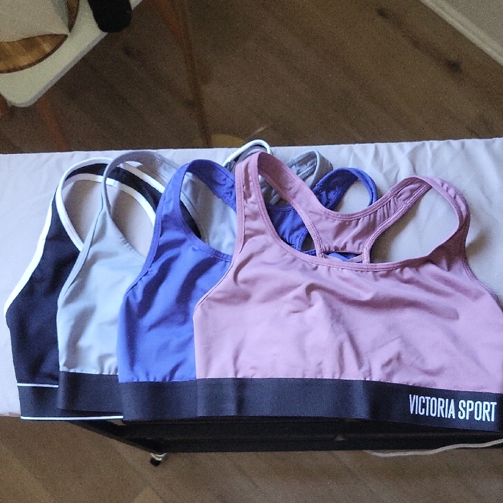 Victoria's Secret Racerback Sports Bra - Pink, Blue, Gray, And Black - BUNDLE